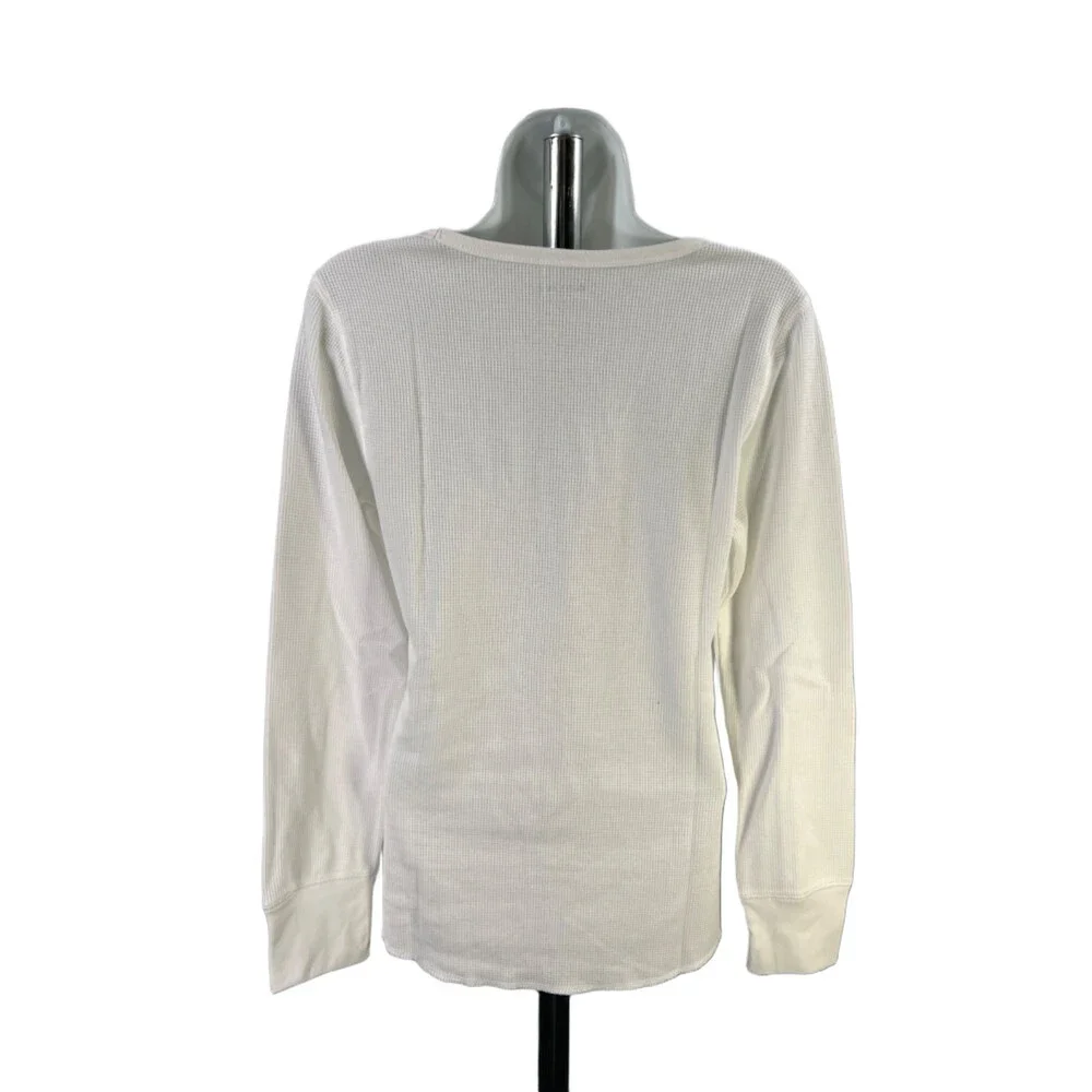 Old Navy Women's White Waffle Knit Thermal Long Sleeve Pajama Sleep Shirt - M